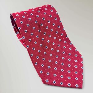 Lauren Ralph Lauren Men’s Tie Geometric Red Blue Squares 58in X 3 1/2in